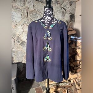 Maggie Barnes Navy Blue w/ Scarf Blazer 1X